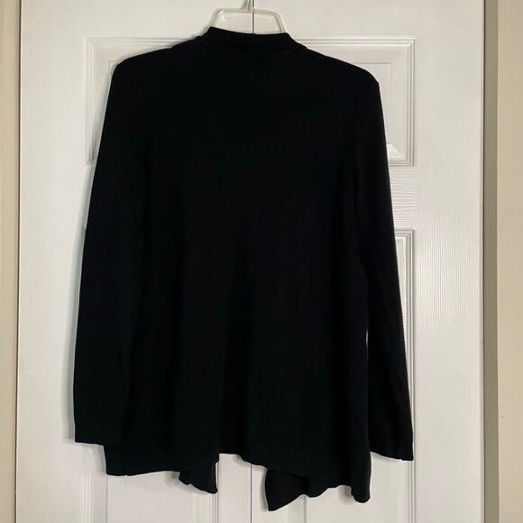 Knit by Hampshire Studio Black Cardigan Sweater Open Front Long Sleeve Sz Small - Picture 2 of 7